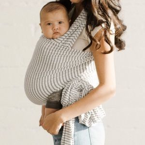 Solly Baby Wrap in natural & grey stripe